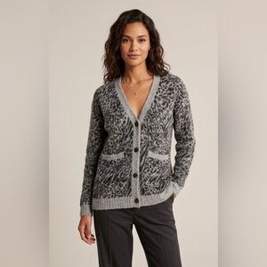 Rails Gray Wool Alpaca Animal Print Cardigan Size Medium